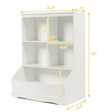 Load image into Gallery viewer, 3-Tier Children&#39;s Multi-Functional Bookcase Toy Storage Bin Floor Cabinet-White
