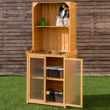 Load image into Gallery viewer, Wooden Potting Bench Outdoor Storage Cabinet

