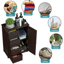 Load image into Gallery viewer, Standing Indoor Wooden Cabinet with 4 Drawers-Brown
