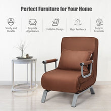 Load image into Gallery viewer, Folding 5 Position Convertible Sleeper Bed Armchair Lounge Couch w/Pillow-Coffee

