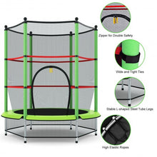 Load image into Gallery viewer, 55&quot; Youth Jumping Round Trampoline with Safety Pad Enclosure-Green

