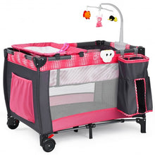 Load image into Gallery viewer, Foldable Travel Baby Crib Playpen Infant Bassinet Bed w/ Carry Bag-Pink

