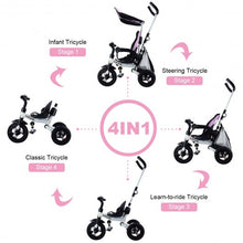 Load image into Gallery viewer, 4-in-1 Detachable Learning Baby Tricycle Stroller w/ Canopy Bag-Pink
