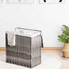 Load image into Gallery viewer, Laundry Hamper Hand-Woven Synthetic Rattan Laundry Basket-Gray
