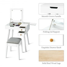 Load image into Gallery viewer, Vanity Table Set with Flip Top Mirror Makeup Dressing Table with Cushioned Stool
