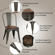 Load image into Gallery viewer, Set of 4 Stackable Tolix Style Metal Wood Dining Chair-Gun
