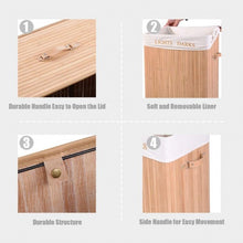 Load image into Gallery viewer, Double Rectangle Bamboo Hamper Laundry Basket Cloth Storage Bag Lid-Natrual
