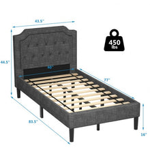 Load image into Gallery viewer, Linen Twin Upholstered Platform Bed with Frame Headboard Mattress Foundation
