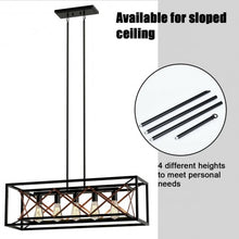 Load image into Gallery viewer, 5-Light Kitchen Island Pendant Light Wood Metal Chandelier
