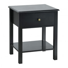 Load image into Gallery viewer, Nightstand End Table with Drawer and Shelf-Black
