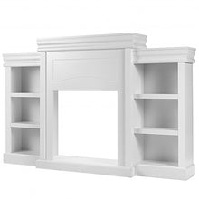 Load image into Gallery viewer, 70&quot; Modern Fireplace Media Entertainment Center with Bookcase-White

