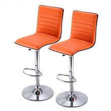 Load image into Gallery viewer, Set of 2 Swivel Bar Stool Modern Adjustable Height Hydraulic Diner Chair 4 color-orange
