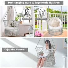 Load image into Gallery viewer, Hanging Hammock Chair Macrame Swing Hand Woven Cotton Backrest-Gray
