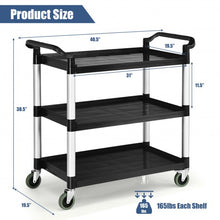 Load image into Gallery viewer, 3-Shelf Utility Service Cart Aluminum Frame 490lbs Capacity with Casters
