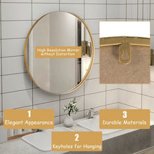 Load image into Gallery viewer, 27.5&quot; Modern Metal Wall-Mounted Round Mirror for Bathroom-Golden
