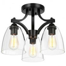 Load image into Gallery viewer, 3-Light Semi Flush Mount Ceiling Light with Vintage Clear Glass Pendant

