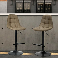 Load image into Gallery viewer, 2Pcs Adjustable Bar Stools Swivel Counter Height Linen Chairs -Brown
