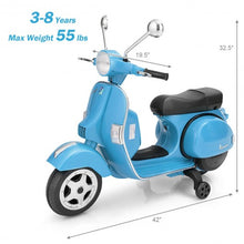 Load image into Gallery viewer, 6V Kids Ride on Vespa Scooter Motorcycle with Headlight-Blue
