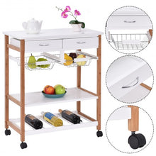 Load image into Gallery viewer, White Rolling Kitchen Island Trolley Cart
