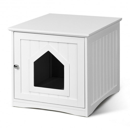 Sidetable Nightstand Weatherproof Multi-function Cat House-White