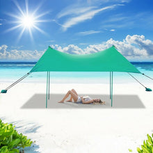 Load image into Gallery viewer, 10&#39; x 9&#39; Family Beach Tent Canopy Sunshade w/ 4 Poles-Green
