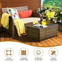 Load image into Gallery viewer, 2Pcs Cushioned Patio Rattan Furniture Set
