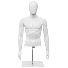 Load image into Gallery viewer, Plastic Half Body Head Turn Male Mannequin with Base
