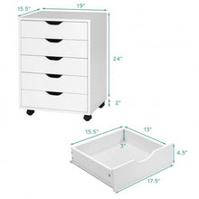 Load image into Gallery viewer, 5 Drawer Mobile Lateral Filing Storage Home Office Floor Cabinet w/Wheels-White
