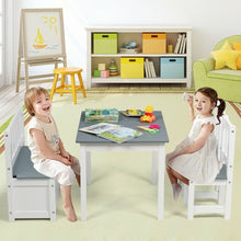 Load image into Gallery viewer, 4 PCS Kids Wood Table Chairs Set -Gray
