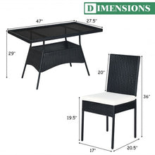 Load image into Gallery viewer, 5 PCS Patio Rattan Dining Set with Glass Top

