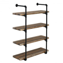 Load image into Gallery viewer, 4-Shelf Rustic Pipe Shelving Unit Vintage Industrial Pipe Wall Shelf

