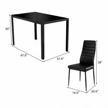 Load image into Gallery viewer, 5 pcs Metal Frame and Glass Tabletop Dining Set
