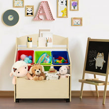 Load image into Gallery viewer, Kids Wooden Toy Storage Unit Organizer w/ Rolling Toy Box &amp; Plastic Bins-Natural
