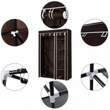 Load image into Gallery viewer, 69&quot; Portable Closet Storage Organizer Clothes Wardrobe-Brown
