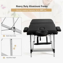 Load image into Gallery viewer, 84'' L Portable Adjustable Massage Bed w/ Carry Case for Facial Salon Spa -Black
