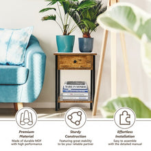 Load image into Gallery viewer, Industrial End Side Table Nightstand with Drawer Shelf-Rustic Brown
