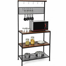 Load image into Gallery viewer, 4-Tier Kitchen Rack Stand with Hooks &amp; Mesh Panel
