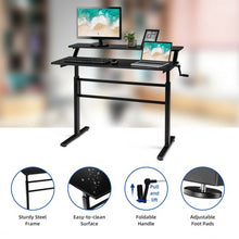 Load image into Gallery viewer, Standing Desk Crank Adjustable Sit to Stand Workstation -Black
