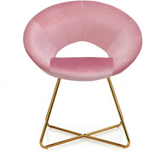 Load image into Gallery viewer, Set of 2 Accent Velvet Chairs Dining Chairs Arm Chair with Golden Legs-Pink
