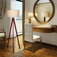 Load image into Gallery viewer, Modern Wood Tripod Floor Lamp with Foot Switch
