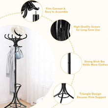 Load image into Gallery viewer, Wood Standing Hat Coat Rack with Umbrella Stand-Black
