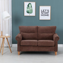 Load image into Gallery viewer, Modern Upholstered 2-Seater Nailhead Linen Fabric Sofa-Brown
