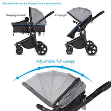 Load image into Gallery viewer, 2-in-1 Folding Aluminum Buggy Newborn Travel Baby Stroller-Gray
