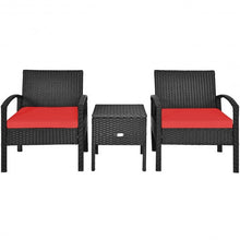 Load image into Gallery viewer, 3 Piece PE Rattan Wicker Sofa Set w/ Washable &amp; Removable Cushion for Patio-Red
