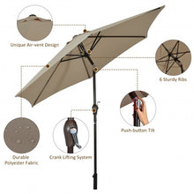 Load image into Gallery viewer, 10 ft Outdoor Market Patio Table Umbrella Push Button Tilt Crank Lift-Tan
