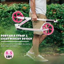 Load image into Gallery viewer, Portable Folding Sports Kick Scooter w/ LED Wheels-Pink
