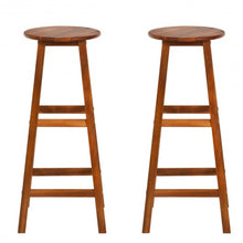 Load image into Gallery viewer, Set of 2 30" Acacia Wood Barstools with Round Seat and Square Leg
