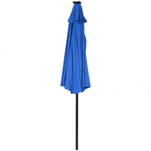 Load image into Gallery viewer, 9 Ft and 32 LED Lighted Solar Patio Market Umbrella Shelter with Tilt and Crank-Blue
