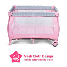 Load image into Gallery viewer, Portable Foldable Baby Playard Nursery Center with Changing Station-Pink

