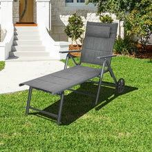 Load image into Gallery viewer, Patio Reclining Chaise Lounge with Adjust Neck Pillow-Gray
